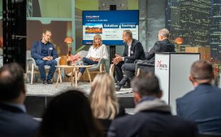 Nexans Climate Day. From the left: Thomas Linderholm Energy Specialist Fabege, Anna Graaf Director of Sustainability White Arkitekter, Lars Josefsson CEO Nexans Sweden and Tomas Kåberger Professor at Chalmers University of Technology.