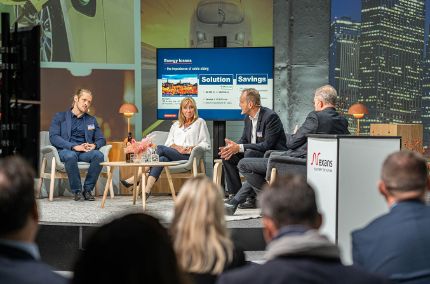 Nexans Climate Day. From the left: Thomas Linderholm Energy Specialist Fabege, Anna Graaf Director of Sustainability White Arkitekter, Lars Josefsson CEO Nexans Sweden and Tomas Kåberger Professor at Chalmers University of Technology.