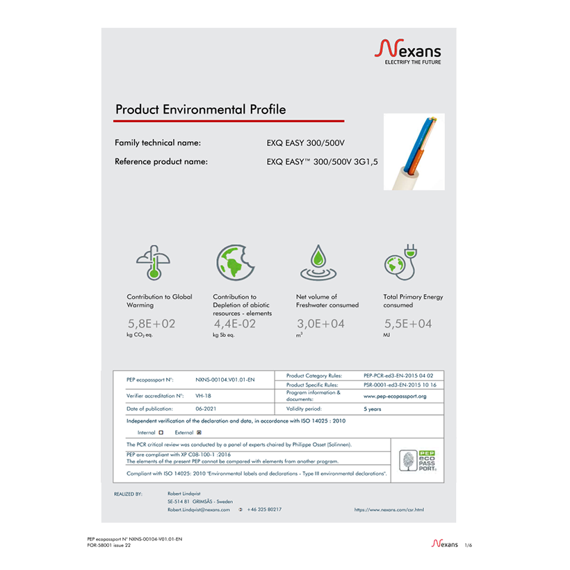 Nexans - Sustainability ᐅ Environmental information - PEP/EPD | Nexans®