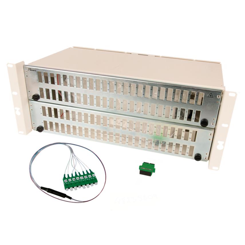 ODF-Enhet 19 tum 4U med installationskit 192SM SC/APC Fan-out