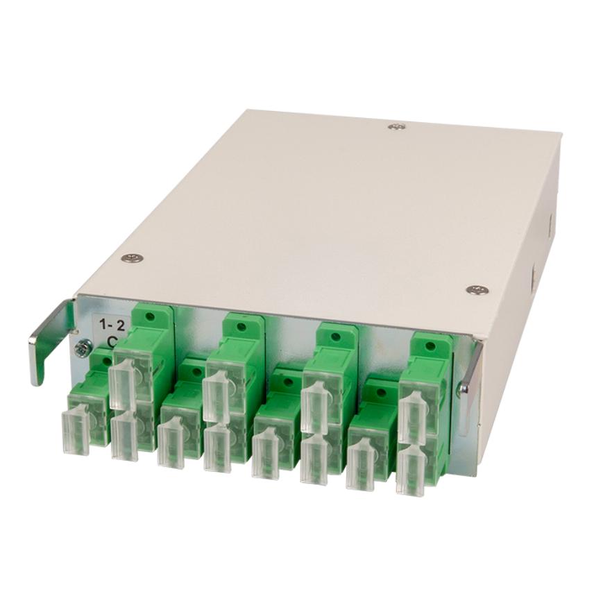 N3S preterminated fibre optic subrack 4 times 1:2 splitter SC/APC